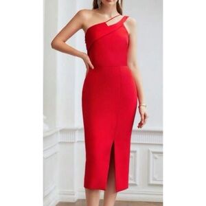 MOTF Elegant Red One-Shoulder Dress